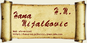 Hana Mijalković vizit kartica